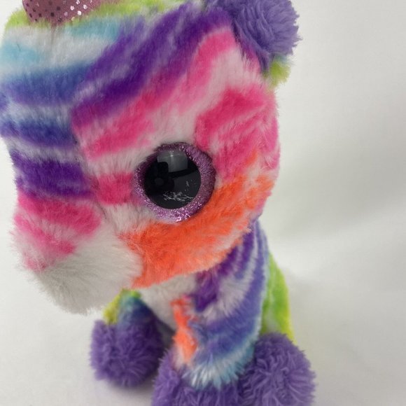 MTY International Unicorn 8” Plush Pastel Rainbow Pink Glitter Eyes Stuffed Toy - Picture 4 of 8